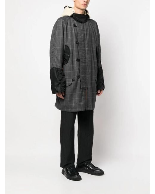 Junya Watanabe Gray Checked Patchwork Coat for men