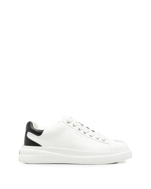 Guess White Leather Panelled Sneakers for men