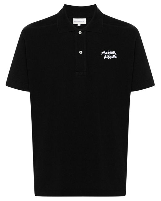 Maison Kitsuné Poloshirt Met Geborduurd Logo in het Black voor heren