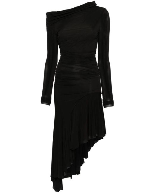 Philosophy Di Lorenzo Serafini Black Drapiertes Kleid im asymmetrischen Look