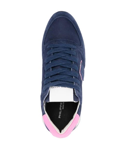 Philippe Model Blue Panelled Suede Sneakers