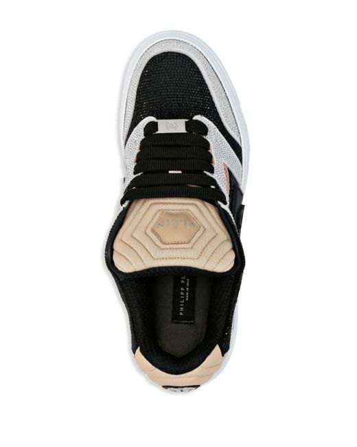 Philipp Plein Black Strass Crystal-embellished Sneakers