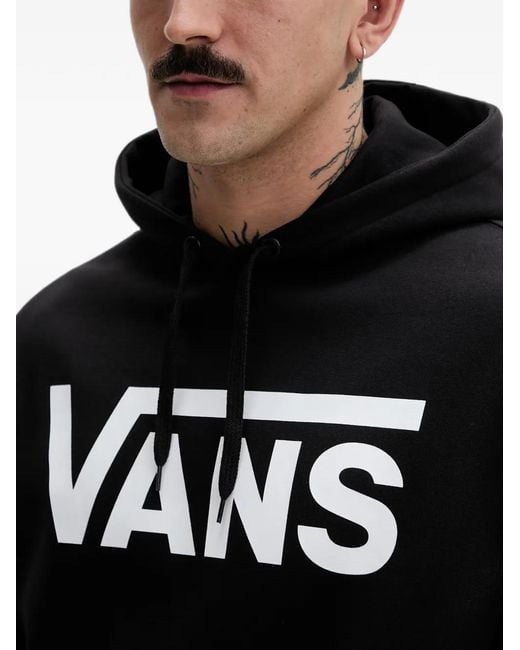 Vans Black Logo-Print Drawstring Cotton Hoodie for men
