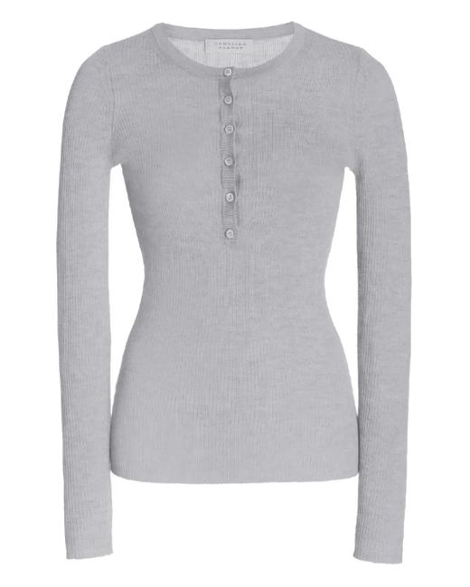 Gabriela Hearst Gray Julian Ribbed Henley T-Shirt