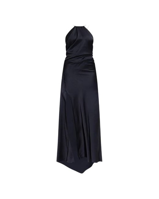 Victoria Beckham Black Chain Halter Gown