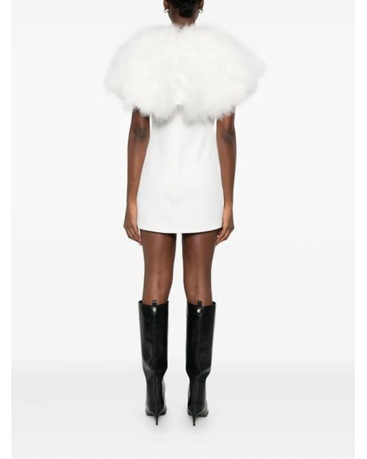 GIUSEPPE DI MORABITO White Kleid mit Federn