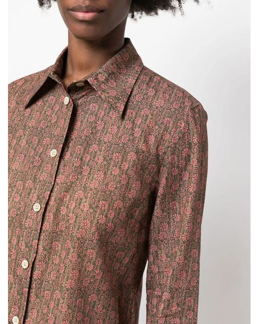 Massimo Alba Brown Floral-Print Shirt