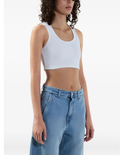 Gcds Geribbelde Tanktop in het White