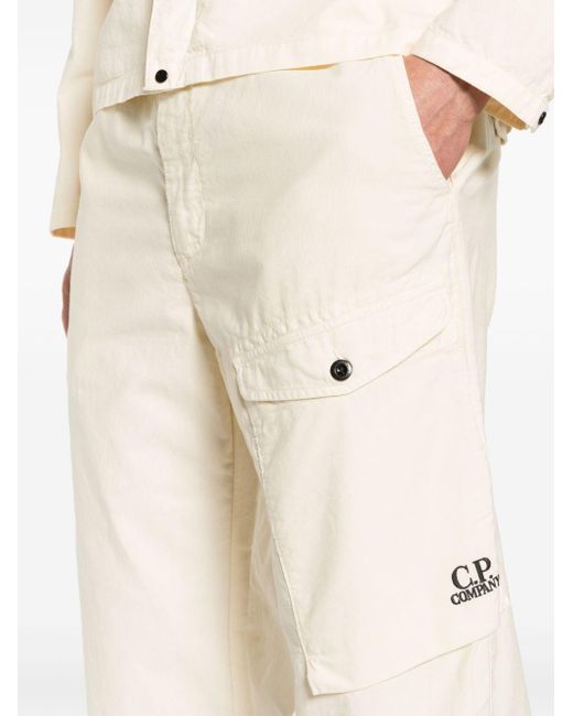 C P Company Natural Logo-embroidered Cargo Trousers for men