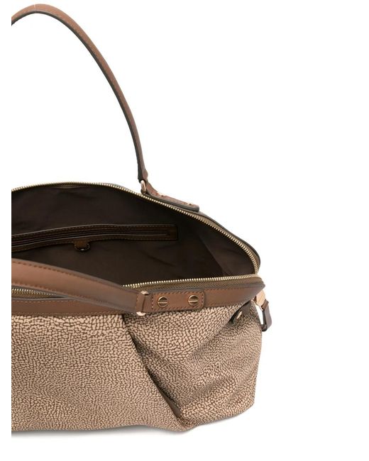 Borbonese Natural Frame Printed Tote Bag