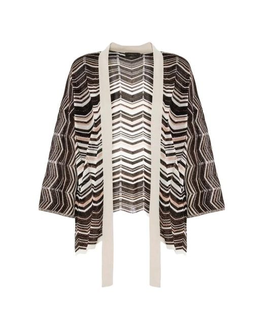 Nenette White Jacquard Zig-Zag Cardigan