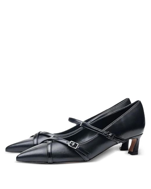 Poche Paris Blue Buckle-Strap Pumps