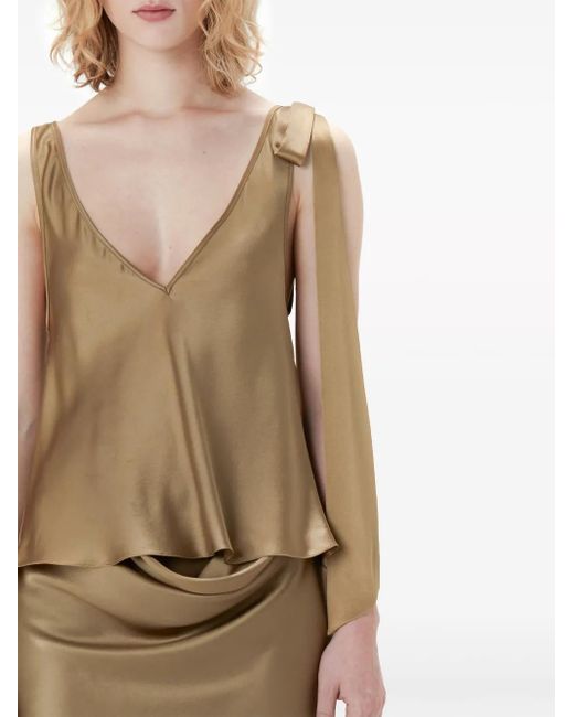 J.W. Anderson Brown Silk Tie-Detail Top