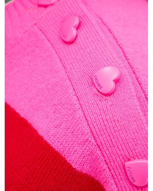 Pull Rayé À Boutons Cœur From Future en coloris Red