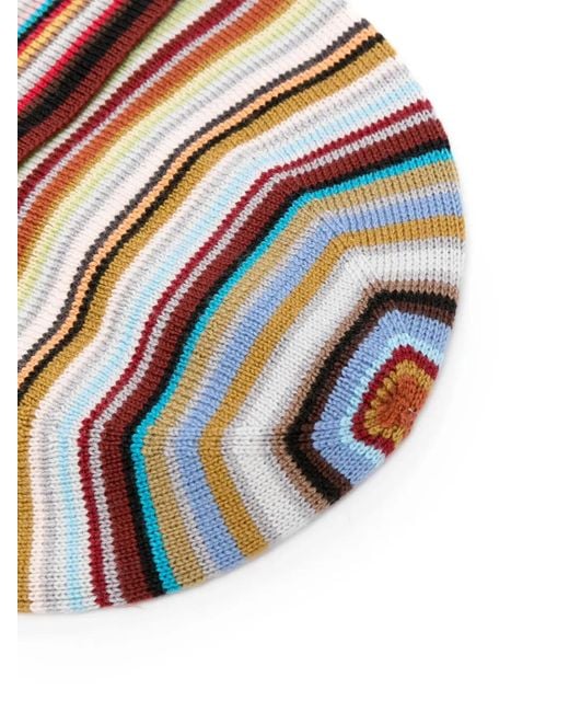 Paul Smith Gray Patterned Intarsia-Knit Virgin-Wool Beanie for men