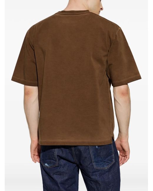 DSquared² Brown Logo-Patch T-Shirt for men