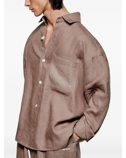 MKI Miyuki-Zoku Brown Button-Down Shirt for men