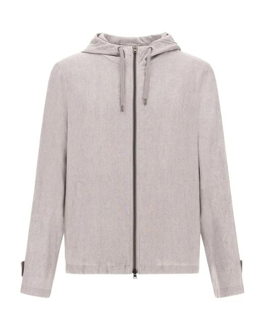 Herno Natural Hooded Zip-Front Jacket for men
