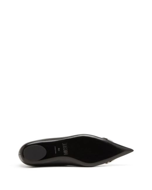 DIESEL Black D-Venus Leather Ballerina Shoes