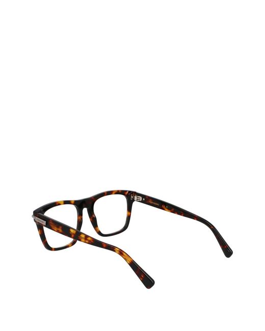 Ferragamo Eyewear Black Tortoiseshell-Effect Square-Frame Glasses for men