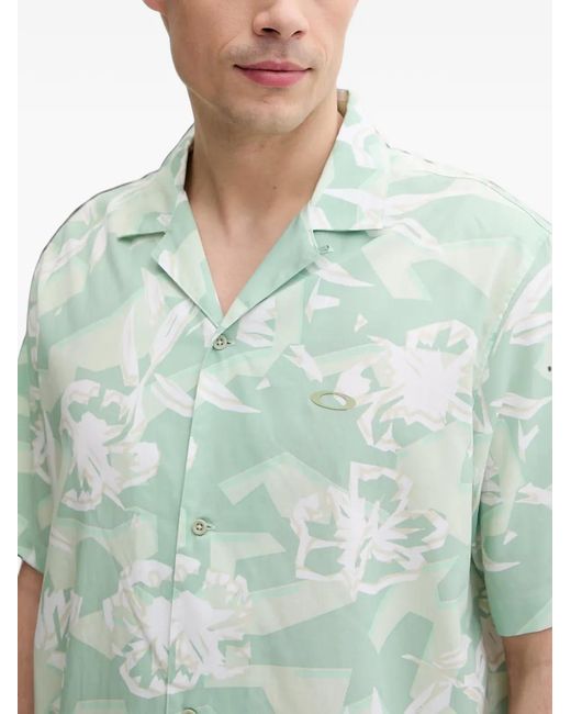Oakley Green Hibiscus Breeze Floral-Print Short-Sleeve Shirt for men