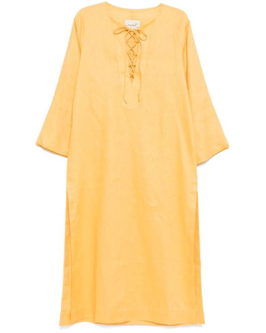 Robe En Lin À Taille Nouée Bambah en coloris Yellow