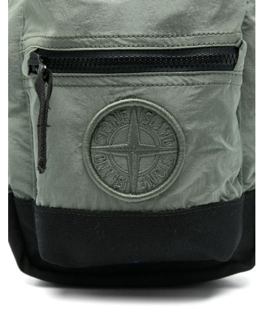 Stone Island Black Compass-Badge Messenger Bag for men