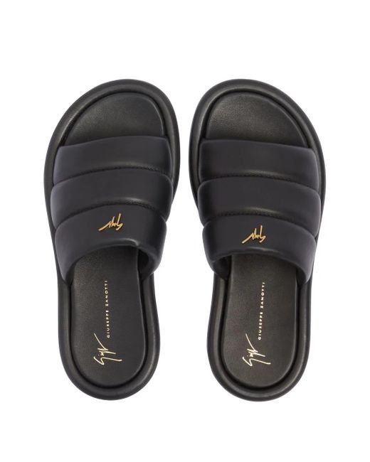 Giuseppe Zanotti Black Harmande Quilted Leather Slides for men