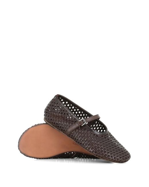 Pantanetti White Woven Strap Ballet Flats