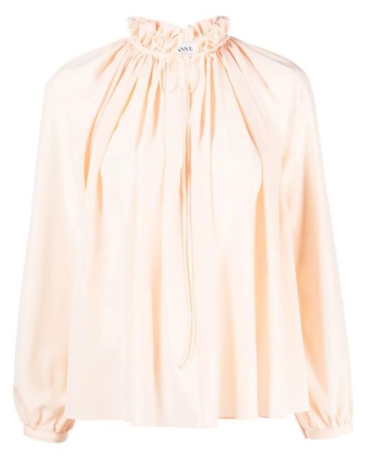 Lanvin Pink Pleated-neckline Blouse