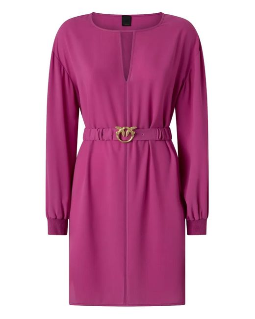 Pinko Pink Belted Balloon-Sleeve Mini Dress