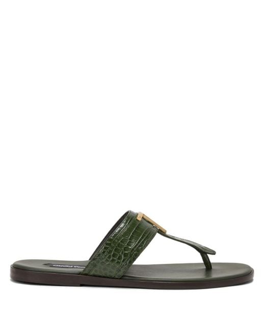 Tom Ford Green Brighton Leather Sandals for men