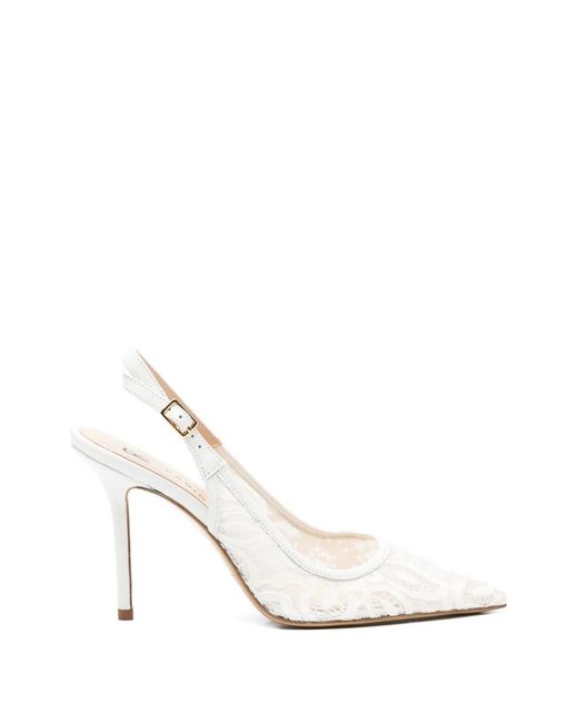 Fabio Rusconi White Lace Slingback Pumps