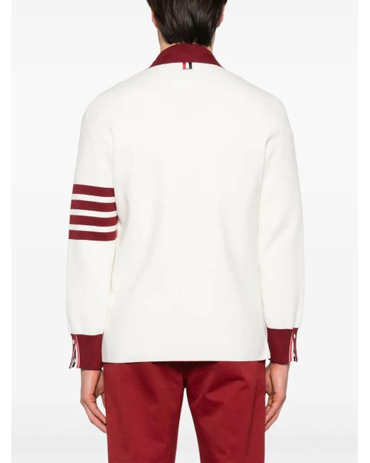 Thom Browne Red 4-Bar Stripe Cotton Cardigan for men