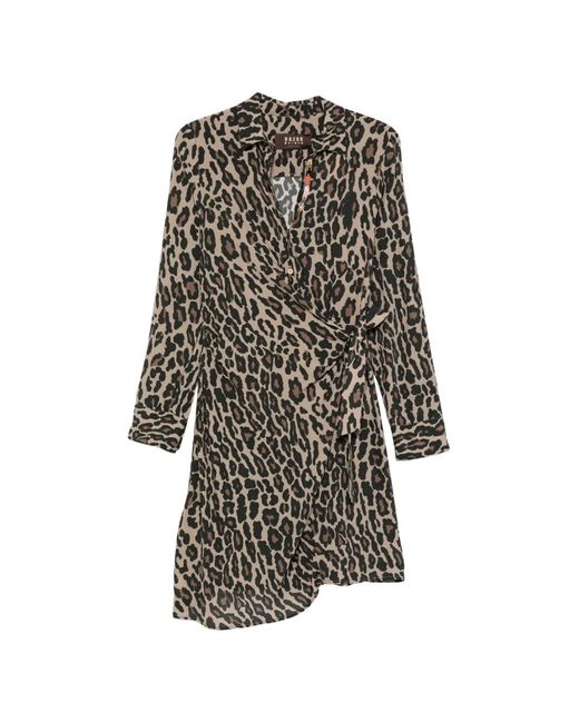 Bazar Deluxe White Leopard Print Wrap Mini Dress