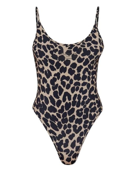 Balmain Black Leopard-Print Swimsuit