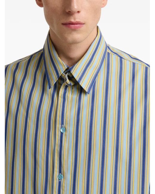 Marni Blue Poplin Shirt With Neck Strap for men