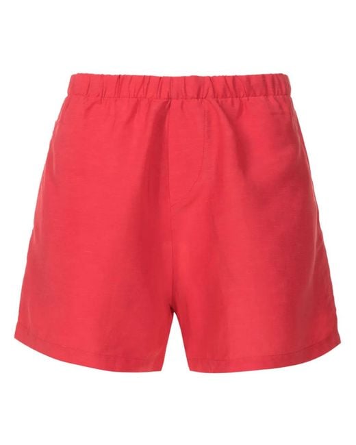 Amir Slama Red Elasticated-Waistband Linen Shorts for men