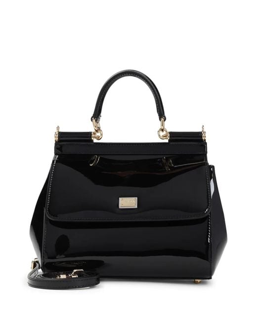 Dolce & Gabbana Black Leather Small Sicily Handbag
