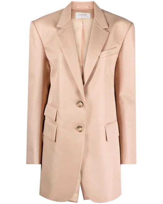 Sportmax Natural Notched-Lapels Single-Breasted Blazer