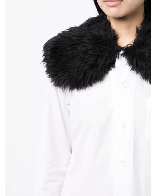 Robe-Chemise Mi-Longue À Col En Fourrure Comme des Garçons en coloris Black