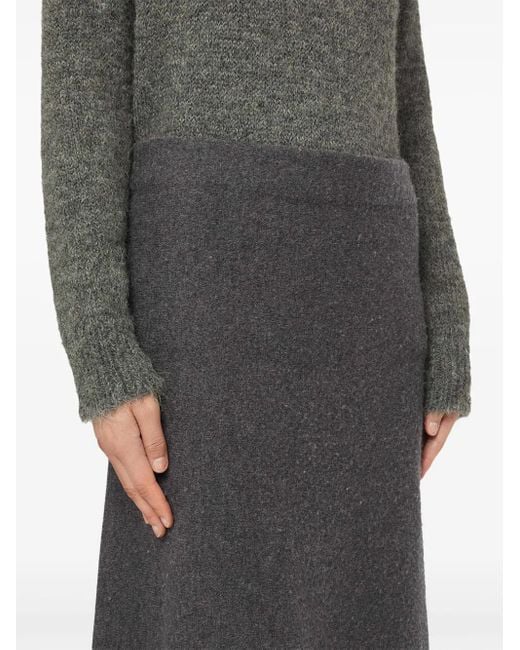 Jil Sander Gray Wool A-Line Midi Skirt