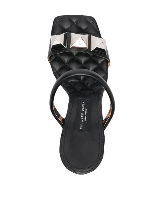 Philipp Plein Black Matelasse Leather Wedges
