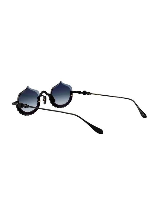 Anna Karin Karlsson Blue Crystal Meringue Half-Rim Design Sunglasses