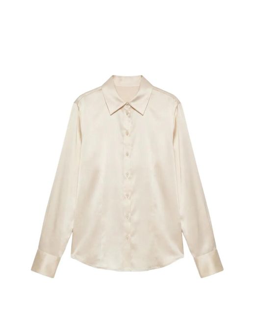 Reformation White Raya Fitted Silk Shirt