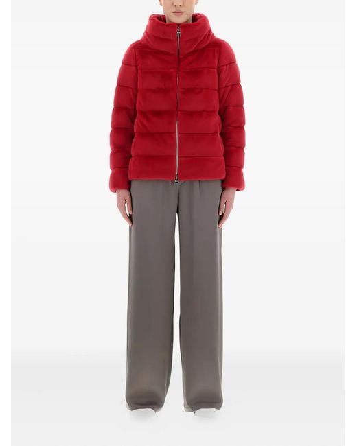 Herno Red Funnel-Neck Jacket