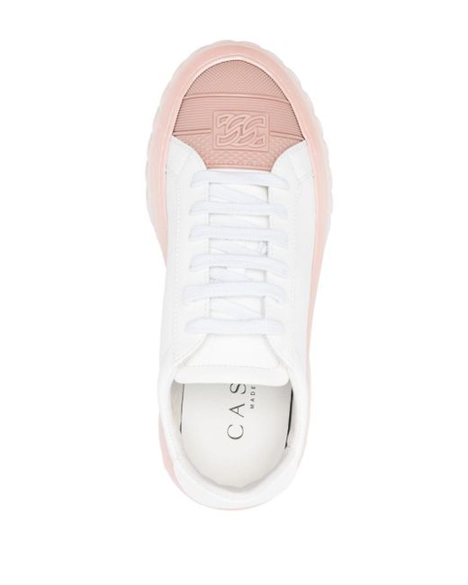 Casadei White Logo-engraved Leather Sneakers