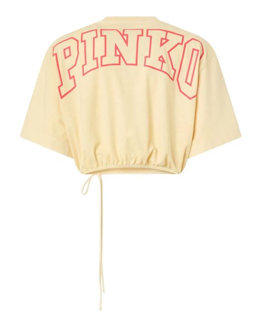 Pinko White Crop Top With Logo Lettering