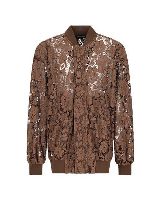 FEDERICA TOSI Brown Veste Bomber En Dentelle