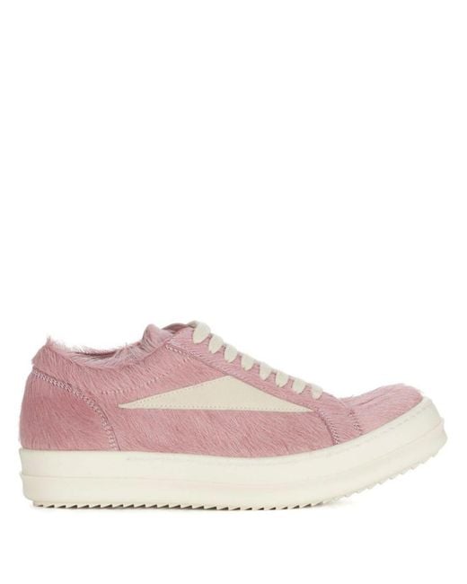 Rick Owens Pink Vintage Lace-up Leather Sneakers